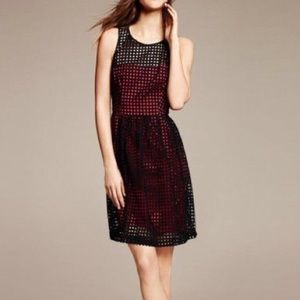 FINAL SALE - BANANA REPUBLIC Navy and Red Eyelet Dress 0P